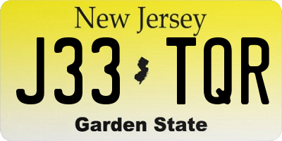 NJ license plate J33TQR