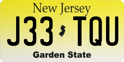 NJ license plate J33TQU