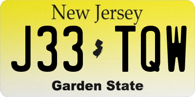 NJ license plate J33TQW