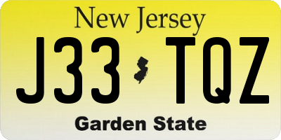 NJ license plate J33TQZ