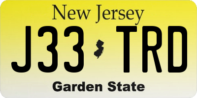 NJ license plate J33TRD