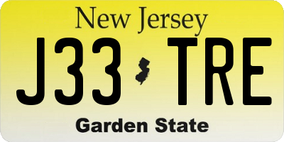 NJ license plate J33TRE