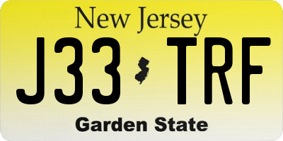 NJ license plate J33TRF