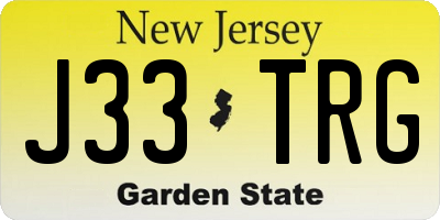 NJ license plate J33TRG