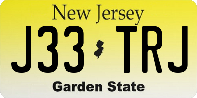 NJ license plate J33TRJ