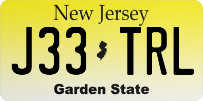 NJ license plate J33TRL