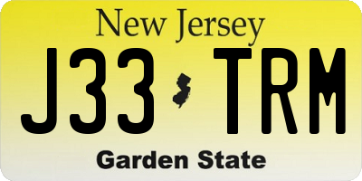 NJ license plate J33TRM