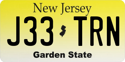 NJ license plate J33TRN