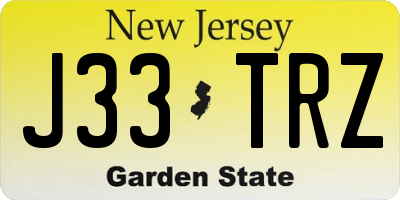 NJ license plate J33TRZ