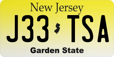 NJ license plate J33TSA