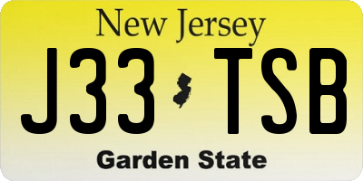 NJ license plate J33TSB