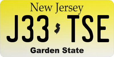 NJ license plate J33TSE