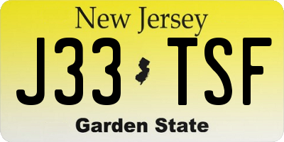 NJ license plate J33TSF