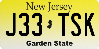 NJ license plate J33TSK