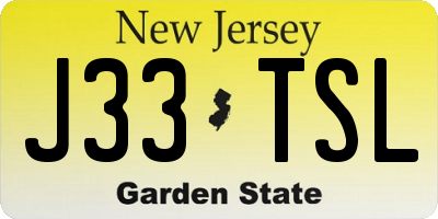 NJ license plate J33TSL