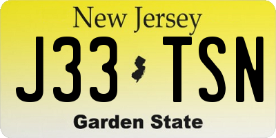 NJ license plate J33TSN