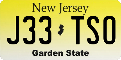 NJ license plate J33TSO