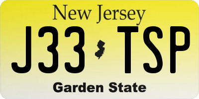 NJ license plate J33TSP