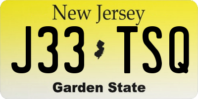 NJ license plate J33TSQ
