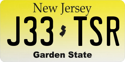 NJ license plate J33TSR