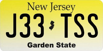 NJ license plate J33TSS