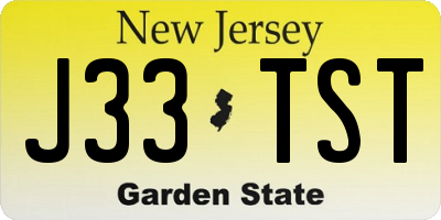 NJ license plate J33TST