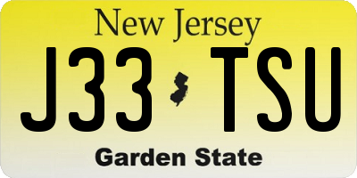 NJ license plate J33TSU