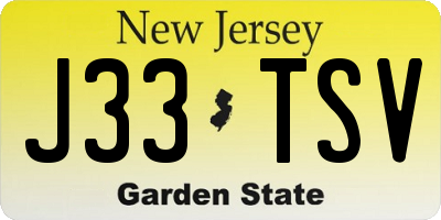 NJ license plate J33TSV