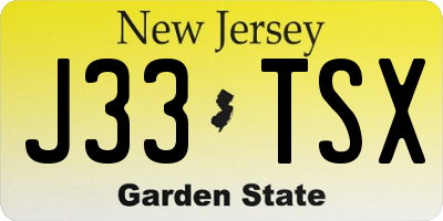 NJ license plate J33TSX
