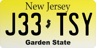 NJ license plate J33TSY