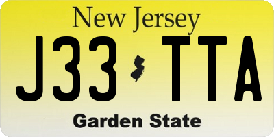 NJ license plate J33TTA
