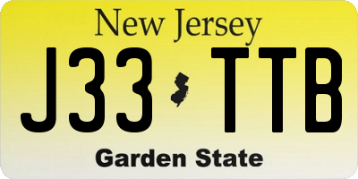 NJ license plate J33TTB