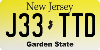 NJ license plate J33TTD