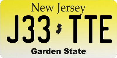 NJ license plate J33TTE