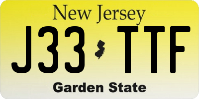 NJ license plate J33TTF