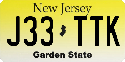 NJ license plate J33TTK