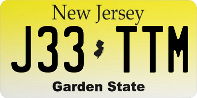 NJ license plate J33TTM