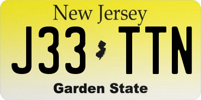 NJ license plate J33TTN