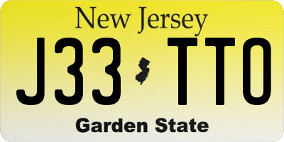 NJ license plate J33TTO
