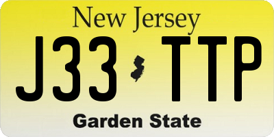 NJ license plate J33TTP