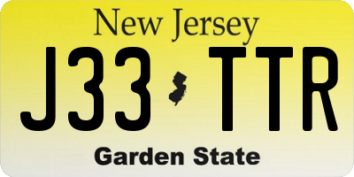 NJ license plate J33TTR