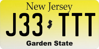 NJ license plate J33TTT