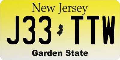 NJ license plate J33TTW