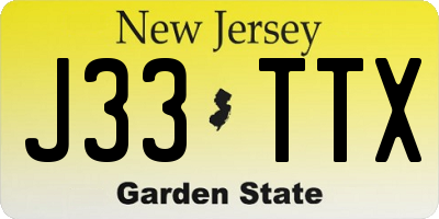 NJ license plate J33TTX
