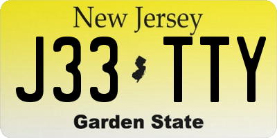 NJ license plate J33TTY
