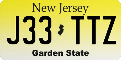 NJ license plate J33TTZ