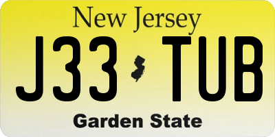 NJ license plate J33TUB