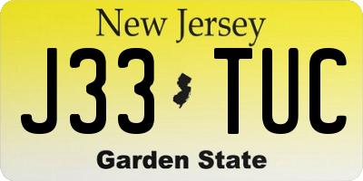 NJ license plate J33TUC