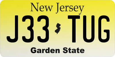NJ license plate J33TUG