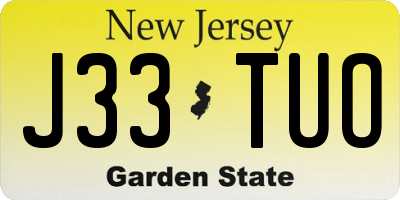 NJ license plate J33TUO